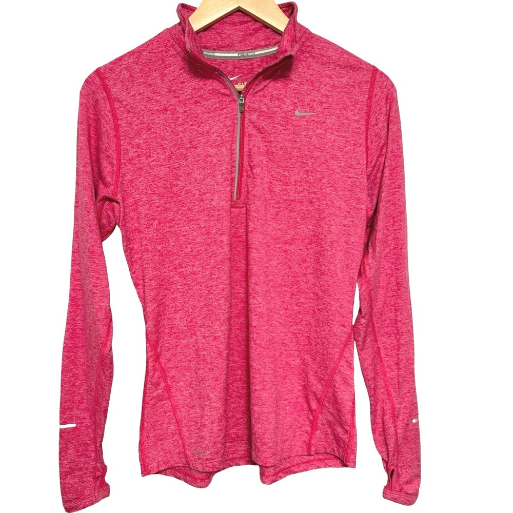 Nike Element Running Top M Pink Heathered Half Zip Pullover Activewear Dri-Fit